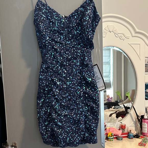 Speechless Navy Sequin Mini Dress - Picture 1 of 4